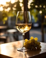 white wine and grapes