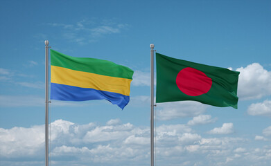Bangladesh and Gabon flags, country relationship concept