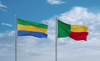 Benin and Gabon flags, country relationship concept