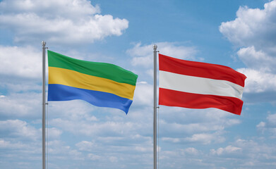 Austria and Gabon flags, country relationship concept
