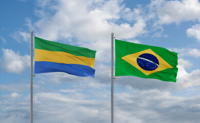 Gabon and Brazil flags, country relationship concept