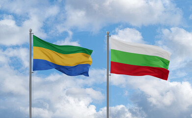 Bulgaria and Gabon flags, country relationship concept