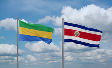 Costa Rico and Gabon flags, country relationship concept
