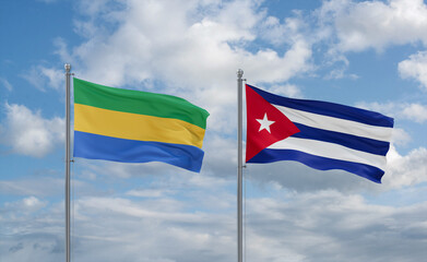Cuba and Gabon flags, country relationship concept