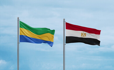 Egypt and Gabon flags, country relationship concept