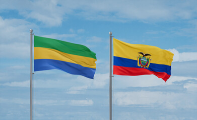 Ecuador and Gabon flags, country relationship concept