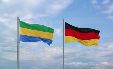 Germany and Gabon flags, country relationship concept