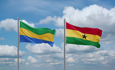 Ghana and Gabon flags, country relationship concept