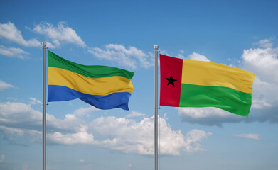Guinea-Bissau and Gabon flags, country relationship concept