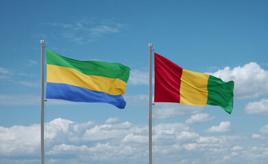 Guinea and Gabon flags, country relationship concept