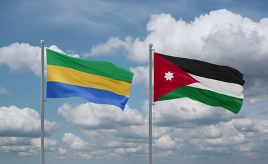 Jordan and Gabon flags, country relationship concept