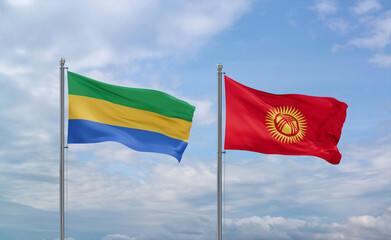 Kyrgyzstan and Gabon flags, country relationship concept