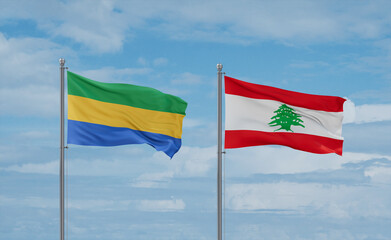 Lebanon and Gabon flags, country relationship concept