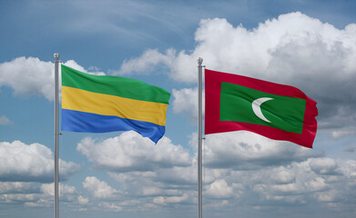 Maldives and Gabon flags, country relationship concept