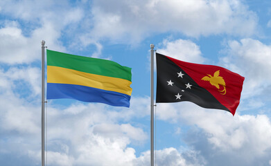 Papua New Guinea and Gabon flags, country relationship concept
