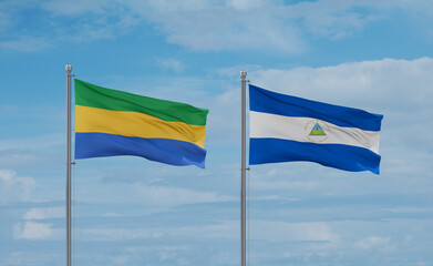 Nicaragua and Gabon flags, country relationship concept