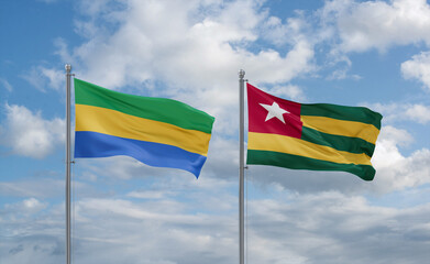 Togo and Gabon flags, country relationship concept