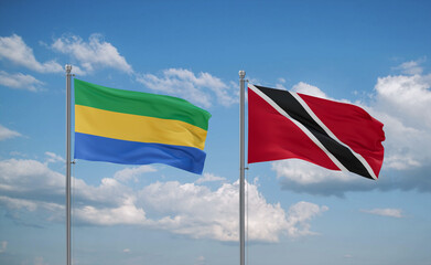 Trinidad and Tobago and Gabon flags, country relationship concept