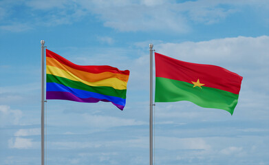 Burkina Faso and LGBT movement flags, country relationship concept