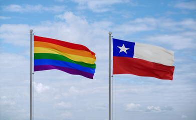 Chile and LGBT movement flags, country relationship concept