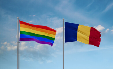 Chad and LGBT movement flags, country relationship concept