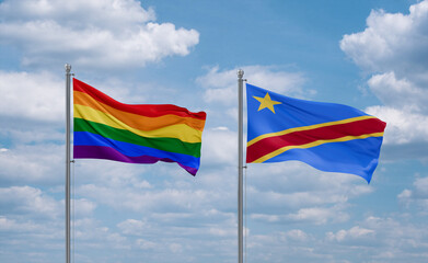 Congo and LGBT movement flags, country relationship concept