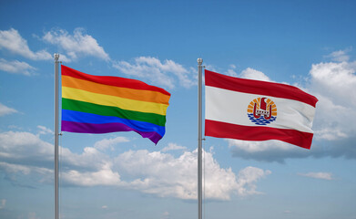 LGBT movement and French Polynesia flags, country relationship concept