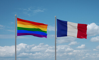 LGBT movement and France flags, country relationship concept