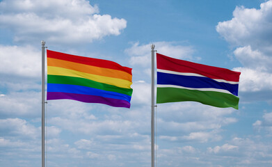 Gambia and LGBT movement flags, country relationship concept