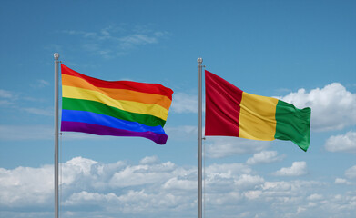 Guinea and LGBT movement flags, country relationship concept