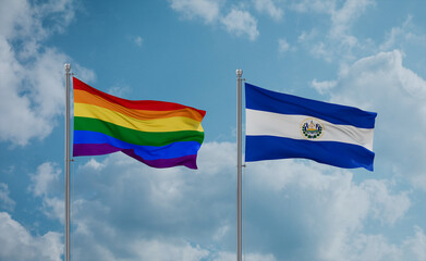 Salvador and LGBT movement flags, country relationship concept