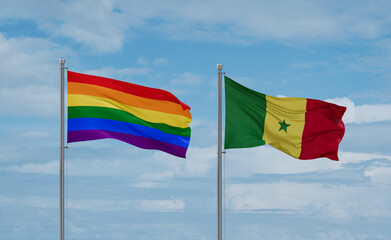 Senegal and LGBT movement flags, country relationship concept