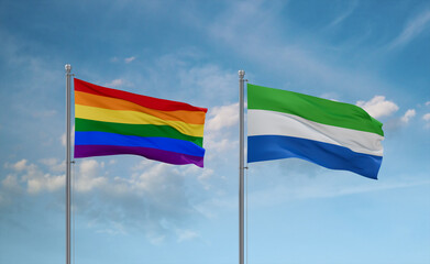 Sierra Leone and LGBT movement flags, country relationship concept