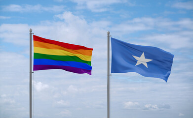 Somalia and LGBT movement flags, country relationship concept