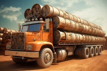 a truck carrying metal rolls. Generative AI