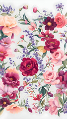 pink and white roses, pattern with flowers, ai generated