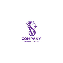 Initial letter S with horse vector logo design concept. Initial letter SV with horse vector logo design concept.