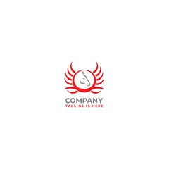 Horse Wing Pegasus Illustration Logo Icon with Modern  Color red 
