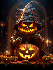 Halloween Horror Pumpkin Man Background Wallpaper Poster PPT