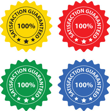 set of labels 100% Satisfaction Guaranteed, Stamp , Flat Icon, Vector Eps 10