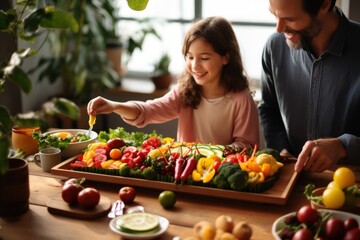 Father and Daughter Bonding Over Plant-Based Dinner at Home