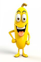 Fototapeta premium 3D isolate on a white background banana. Generative AI,