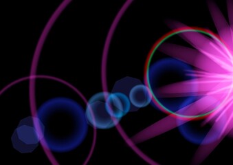 flash of light on a black background, background with glare