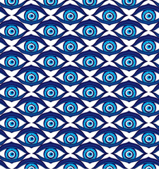 Vector of evil eye - Turkish amulet. Pattern, background.  Turkish evil eye. Mandala greek evil eye. Symbol of protection in Turkey, Greese, Cyprus. Amulet from evil eye. Seamless