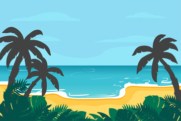 flat Summer background beach and tropical landscape