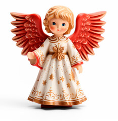 Ceramic figurine of a Christmas angel, isolated