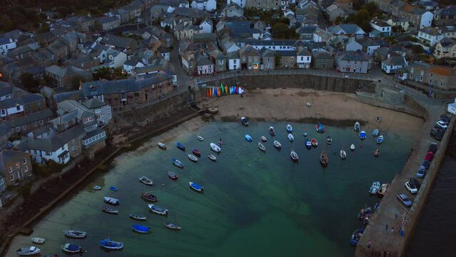 Harbor of Mousehole in Cornwall at Sunset