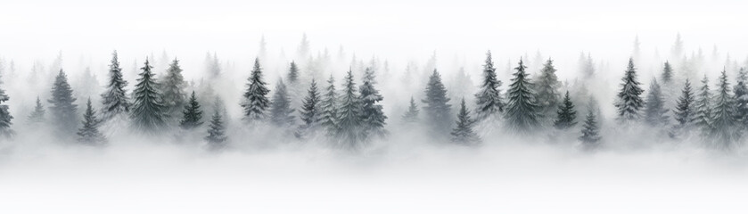 Fototapeta na wymiar Snowy Winter Wonderland: A Seamless Forest Landscape