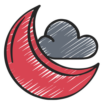 luna con nube, stikers, 