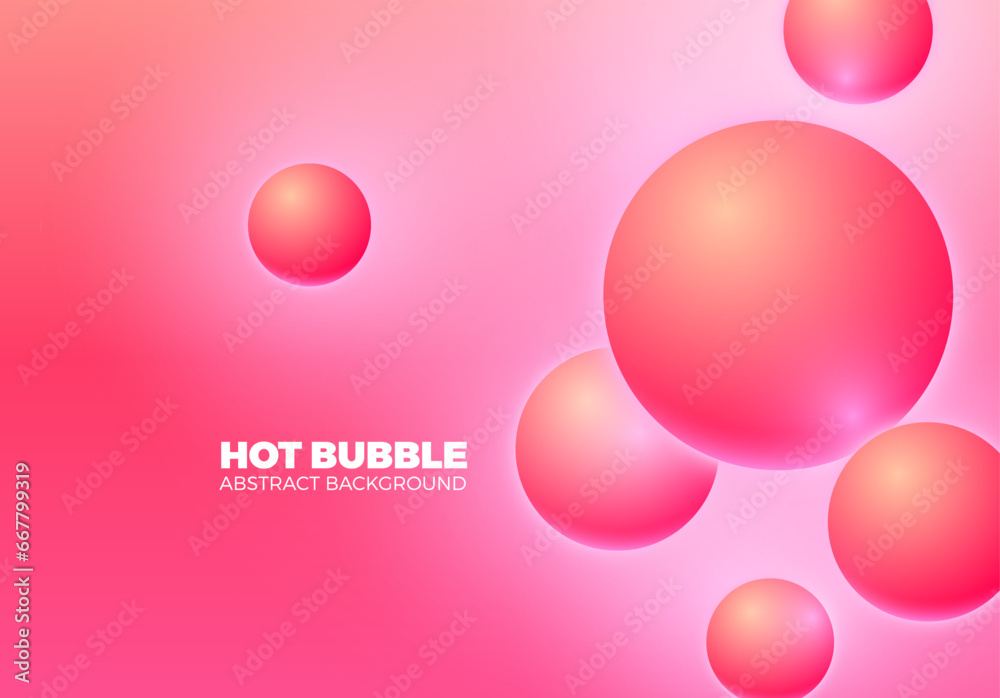 Poster Abstract background with hot pink shiny balls floating in motion.